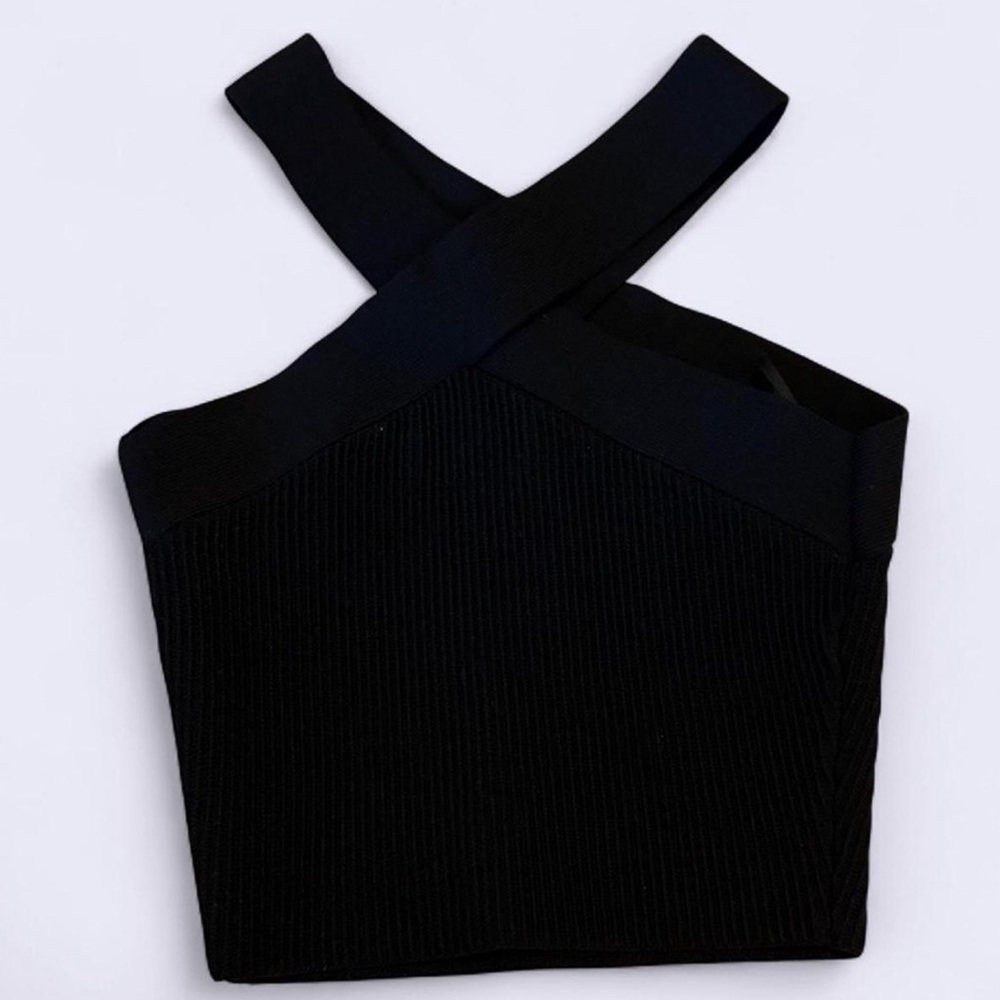 Babaton Black Ribbed Tank Top